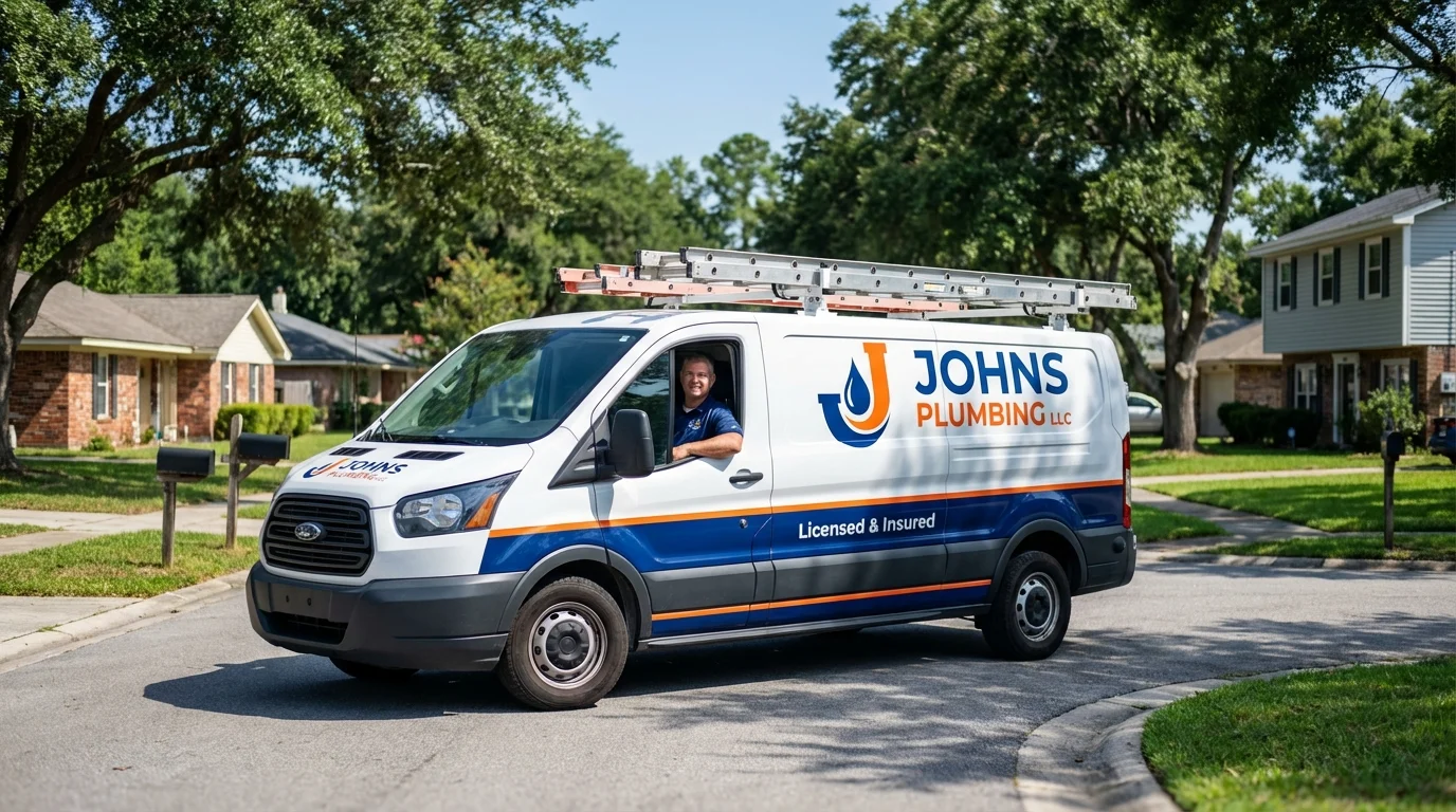 Johns Plumbing LLC service van in Excelsior Springs, MO