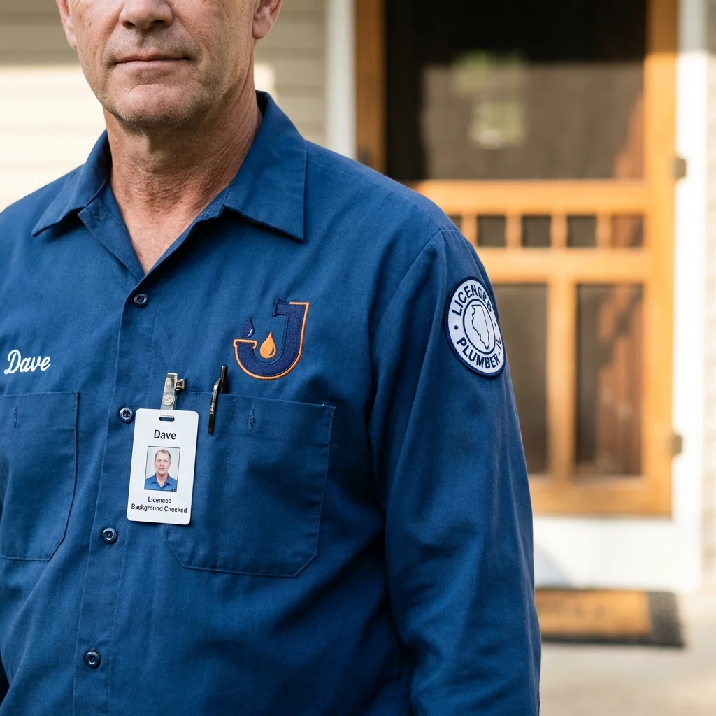 Licensed plumber showing ID badge in Excelsior Springs, MO