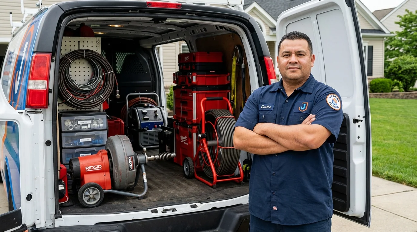 Professional drain cleaning equipment and Johns Plumbing LLC plumber in Excelsior Springs