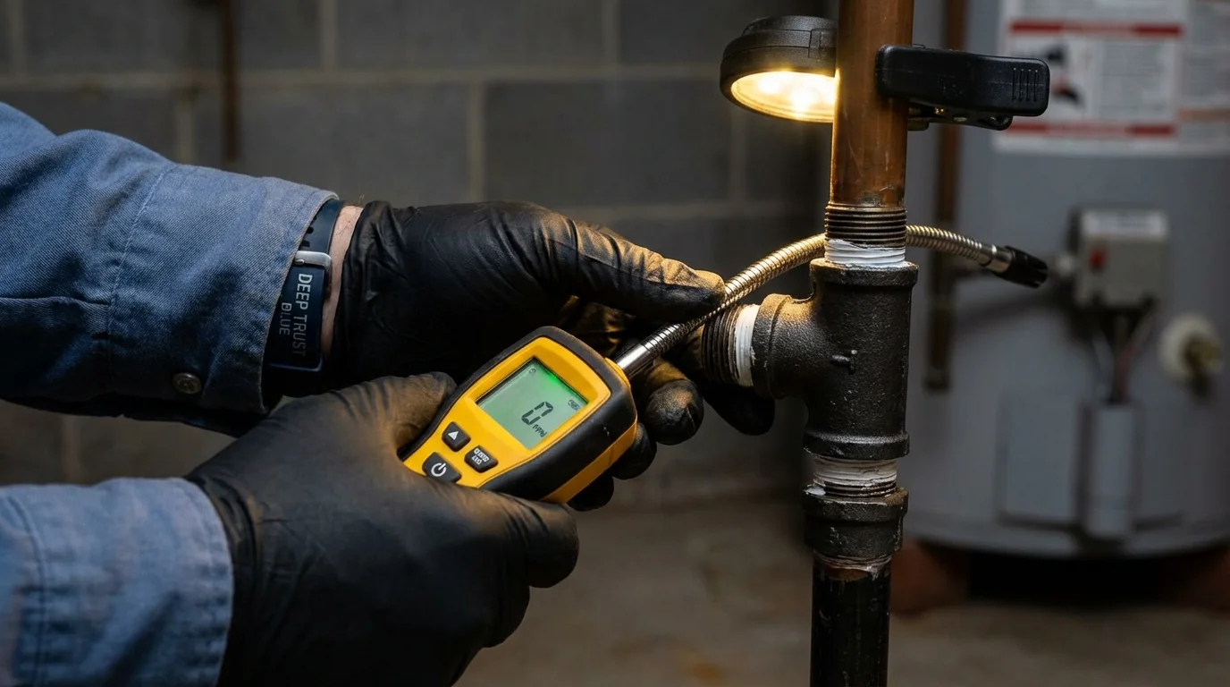 Gas leak detection with electronic sniffer by Johns Plumbing LLC in Excelsior Springs