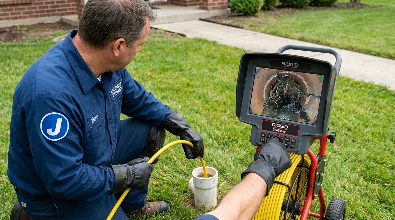 Sewer camera inspection being performed by Johns Plumbing LLC in Excelsior Springs