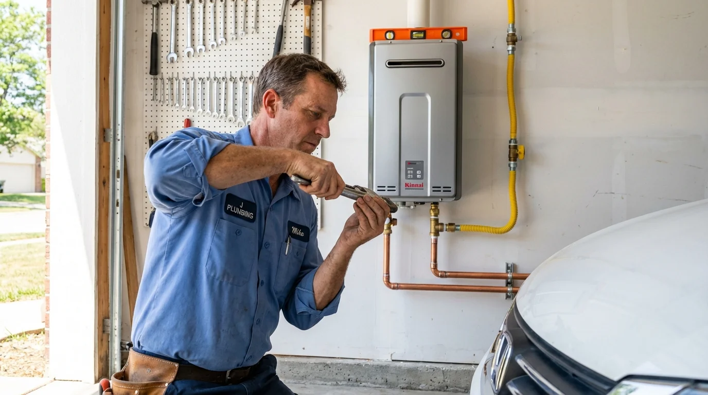 Tankless water heater installation by a Johns Plumbing LLC plumber in Excelsior Springs
